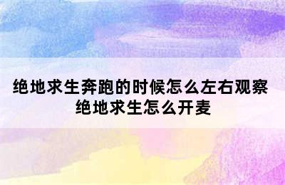 绝地求生奔跑的时候怎么左右观察 绝地求生怎么开麦